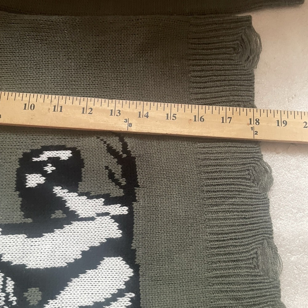 No Boundaries Distressed Cropped Sweater Women S Green Mushroom Graphic Grunge - Picture 9 of 11
